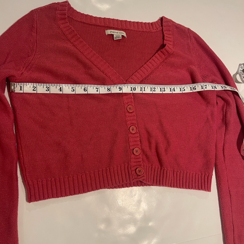 American Eagle Outfitters Pink Cropped Cardigan Sweater - Picture 3 of 11